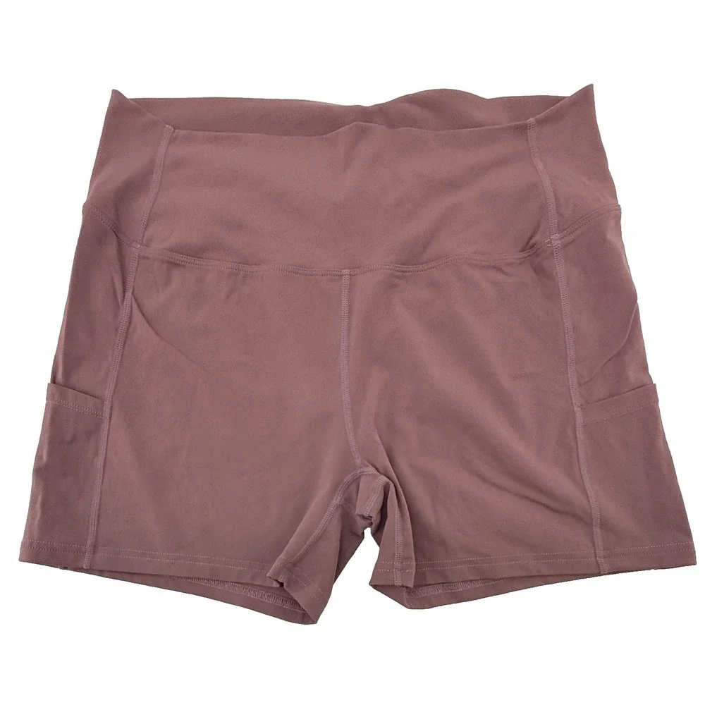 Womens‎ Biker Shorts Size 10 Mauve Pink High Rise Pocket Athletic